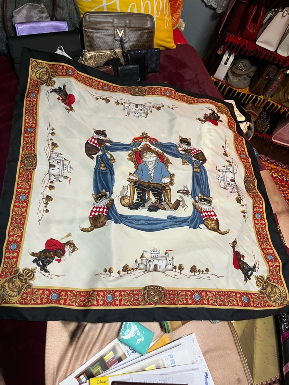 silk scarf hand stitched